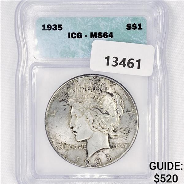 1935 Silver Peace Dollar ICG MS64