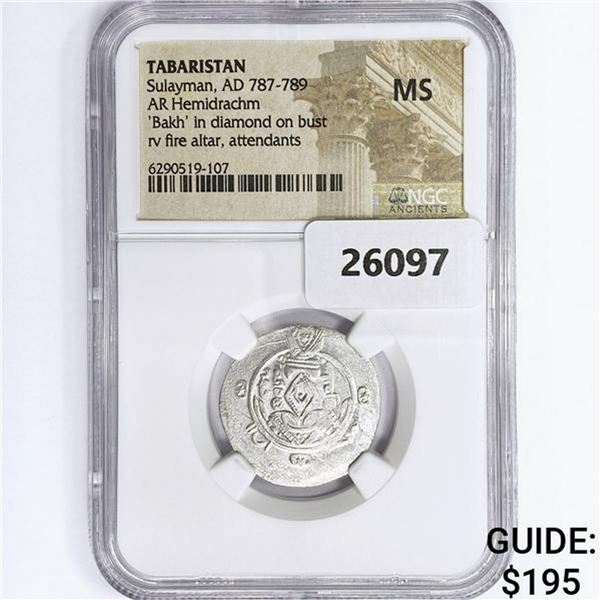 AD 787-789 Tabaristan AR Hemidrachm NGC MS