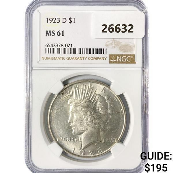 1923-D Silver Peace Dollar NGC MS61