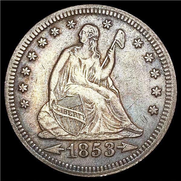 1853 Arws & Rays Seated Liberty Quarter CLOSELY UN