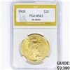 Image 1 : 1908 $20 Gold Double Eagle PGA MS63 No Motto