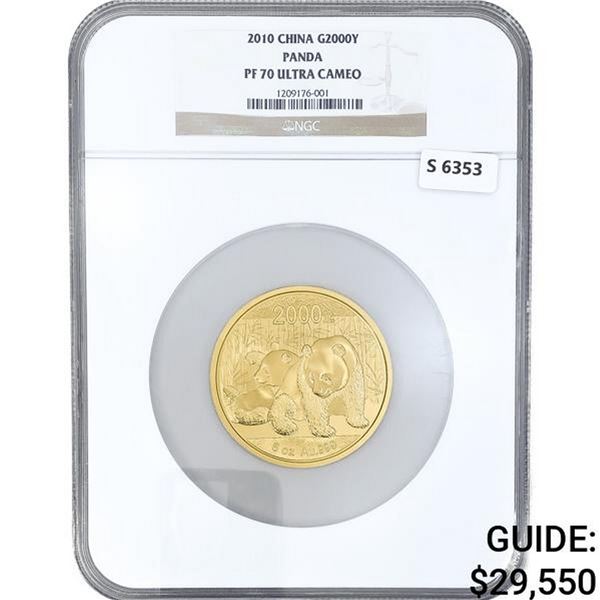 2010 China 5oz Gold 2000 Yuan Panda NGC PF70 UC