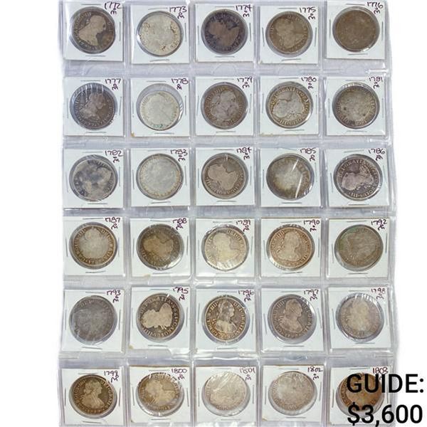 1772-1827 Spain Silver 2 Reales Album (48 Coins)