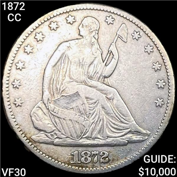 1872-CC Seated Liberty Half Dollar LIGHTLY CIRC U