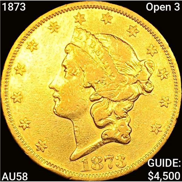 1873 Open 3 $20 Gold Double Eagle CHOICE AU