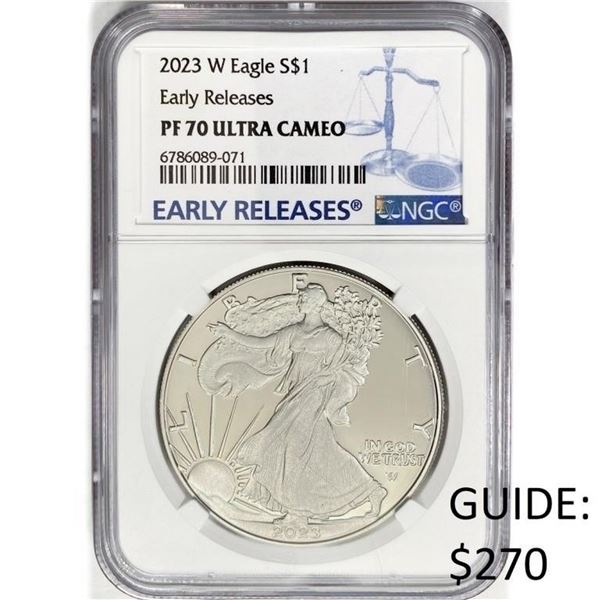 2023-W White Silver Eagle NGC PR70 UCam Blue Label