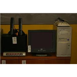 PC, monitor and speakers