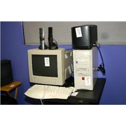 PC, monitor and speakers