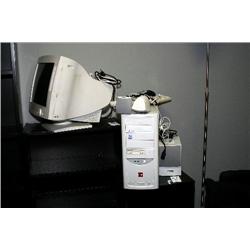 PC, monitor and speakers