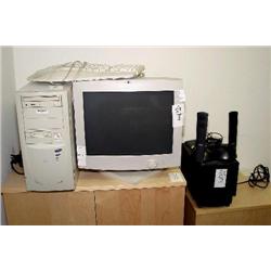 PC, monitor and speakers