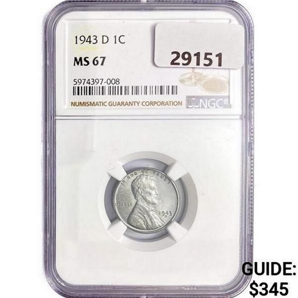 1943-D Wheat Cent NGC MS67