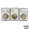 Image 1 : 1974 Set (3) Eisenhower Silver Dollars NGC MS65