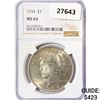 Image 1 : 1934 Silver Peace Dollar NGC MS63