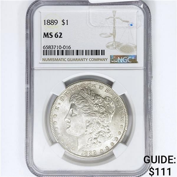 1889 Morgan Silver Dollar NGC MS62