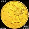 Image 1 : 1892-O $5 Gold Half Eagle UNCIRCULATED