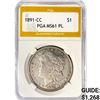 Image 1 : 1891-CC Morgan Silver Dollar PGA MS61 PL