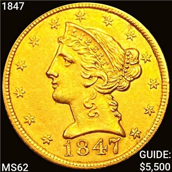 1847 $5 Gold Half Eagle UNCIRCULATED