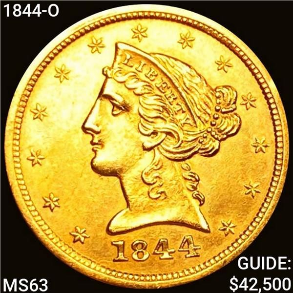 1844-O $5 Gold Half Eagle UNCIRCULATED