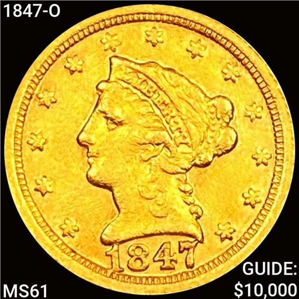 1847-O $2.50 Gold Quarter Eagle CLOSELY UNCIRCULAT