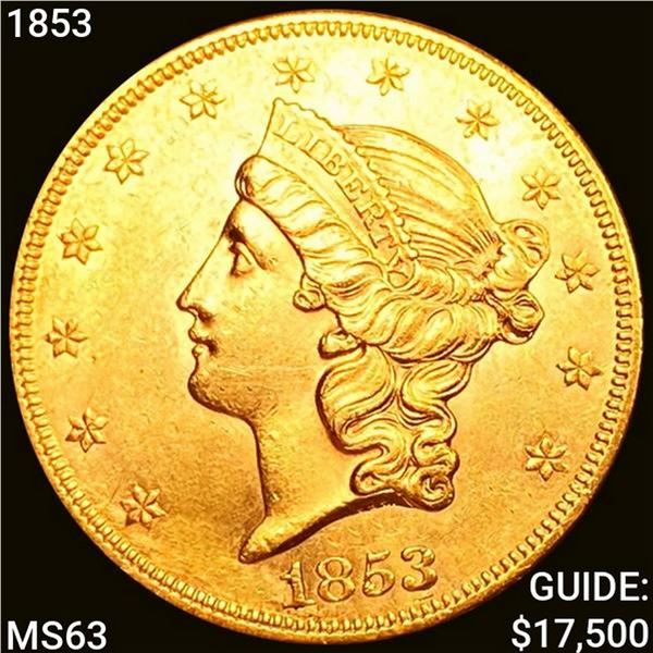 1853 $20 Gold Double Eagle UNCIRCULATED