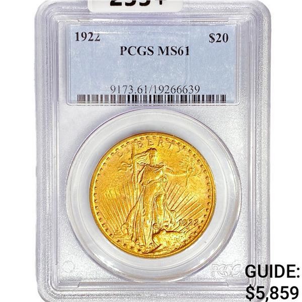 1922 $20 Gold Double Eagle PCGS MS61