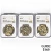 Image 1 : 1974 Set (3) Eisenhower Silver Dollars NGC MS65