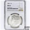 Image 1 : 1891 Morgan Silver Dollar NGC MS62