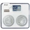 Image 2 : 2023 G.Britain Silv. 2P Set-FR NGC MS69 QEII & K.