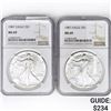 Image 1 : (2) 1987 American Silver Eagle NGC MS69