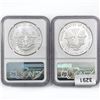 Image 2 : (2) 1987 American Silver Eagle NGC MS69