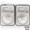 Image 1 : (2) 1987 American Silver Eagle NGC MS69