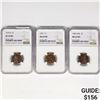 Image 1 : (3) Wheat Cent NGC MS,XF BN, RB 1909-1927