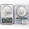 Image 2 : (2) American Silver Eagle NGC,PCGS MS69 1987-1991