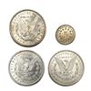 Image 2 : 1868-1896 (Set of 4) 3 Morgan Dollars & 1 Shield 5