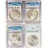 Image 1 : 1896-1925 (Set 4) 2- Morgan, 2- Peace Dollars MS