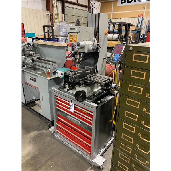 GREY MOBILE ELECTRIC CRAFTEX CX611 MILL DRILL WITH MISCELLANEOUS