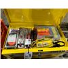 Image 2 : YELLOW KOBALT TOOLBOX WITH KEY, ASSORTED VOLTAGE TESTERS, ANCHOR SET, & MISCELLANEOUS DRILL BITS