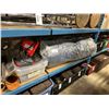Image 3 : SHELF OF HARDWARE CLOTH, PORTABLE RED INDUSTRIAL WORK LIGHT, RADIATOR HEATER & RUBBER BOOTS (12
