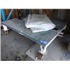 Image 1 : APPROX.5FT X 5FT ROLLING METAL PLATFORM DOLLY AND LARGE WHITE TARP