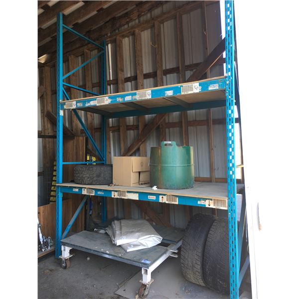 STORAGE SHED CONTENTS-3 SECTIONS OF PALLET RACKING (2) APPROX.9FTX14FT - (1) 14FTX14FT), METAL