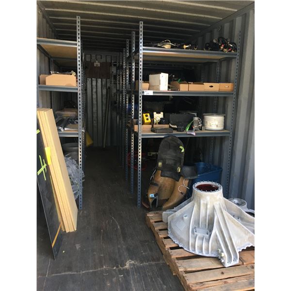 CONTENTS OF 20FT STORAGE CONTAINER-METAL SHELVING/ASSORTED AVIATION PARTS/ELECTRICAL/HARDWARE