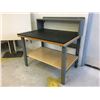 Image 2 : U-LINE ADJUSTABLE HEIGHT METAL WORK BENCH WITH THICK BLACK RUBBER MAT- APPROX.4FT X 3FT