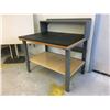 Image 2 : U-LINE ADJUSTABLE HEIGHT METAL WORK BENCH WITH THICK BLACK RUBBER MAT- APPROX.4FT X 3FT