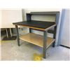 Image 2 : U-LINE ADJUSTABLE HEIGHT METAL WORK BENCH WITH THICK BLACK RUBBER MAT- APPROX.4FT X 3FT