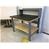 Image 2 : U-LINE ADJUSTABLE HEIGHT METAL WORK BENCH WITH THICK BLACK RUBBER MAT- APPROX.4FT X 3FT