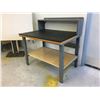 Image 2 : U-LINE ADJUSTABLE HEIGHT METAL WORK BENCH WITH THICK BLACK RUBBER MAT- APPROX.4FT X 3FT