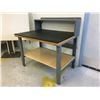 Image 2 : U-LINE ADJUSTABLE HEIGHT METAL WORK BENCH WITH THICK BLACK RUBBER MAT- APPROX.4FT X 3FT