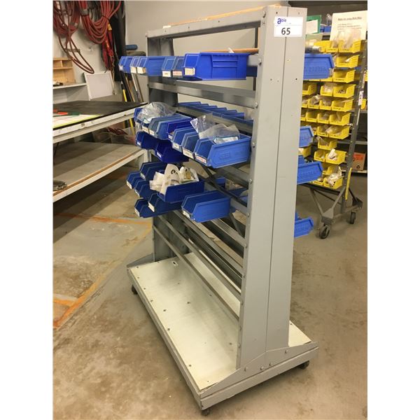 ROLLING PARTS (BLUE BINS) ORGANIZER UNIT WITH MISCELLANEOUS BOLTS, WASHERS & OTHER HARDWARE