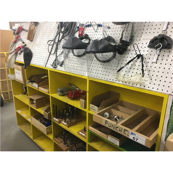 CONTENTS OF WOODEN SHELF UNIT-TOOLS,HARDWARE,FITTINGS & MISCELLANEOUS (SHELF NOT INCLUDED)