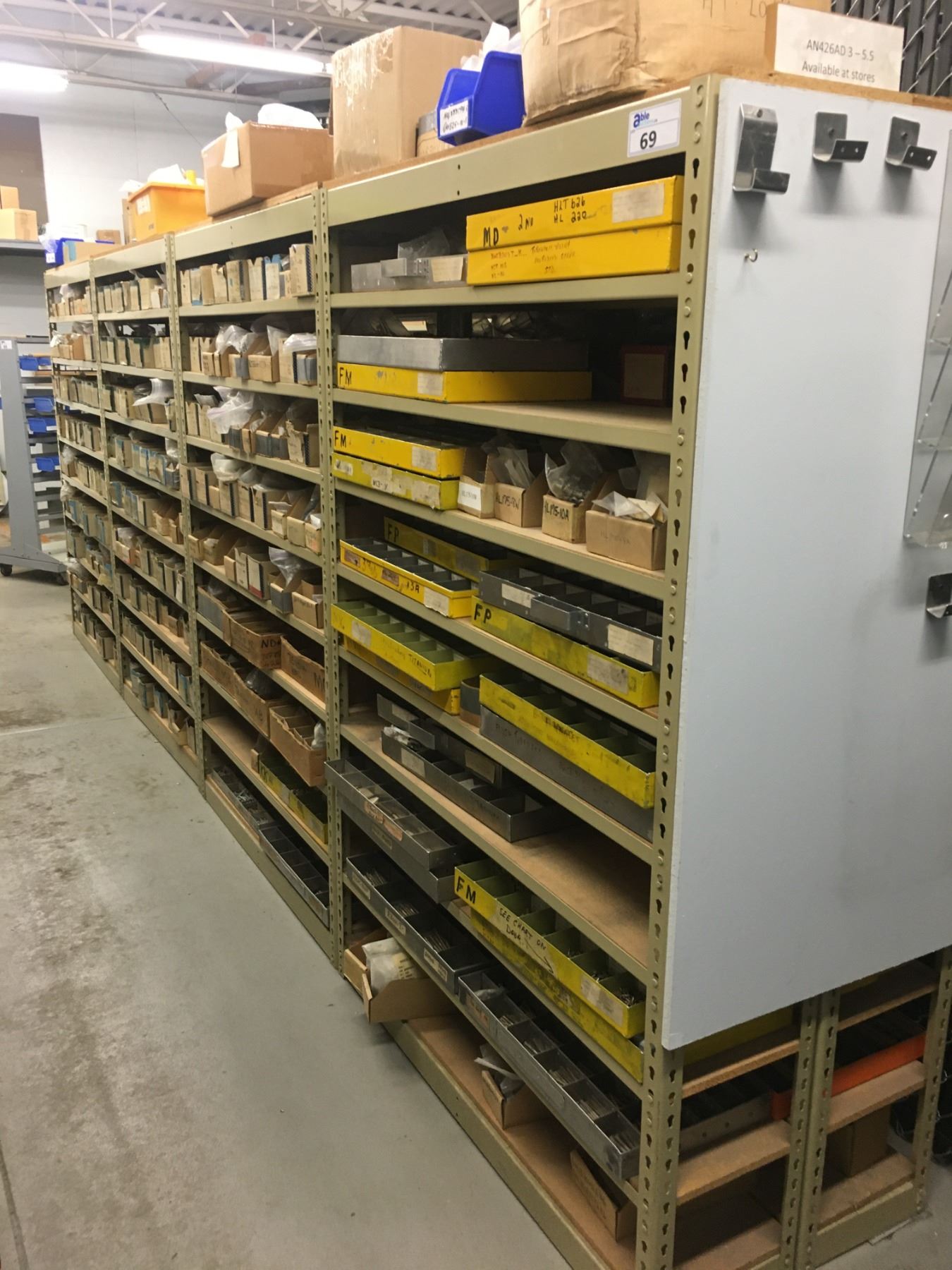 GROUP OF 8 METAL SHELF RACKING UNITS & CONTENTS-ASSORTED HARDWARE/FITTINGS